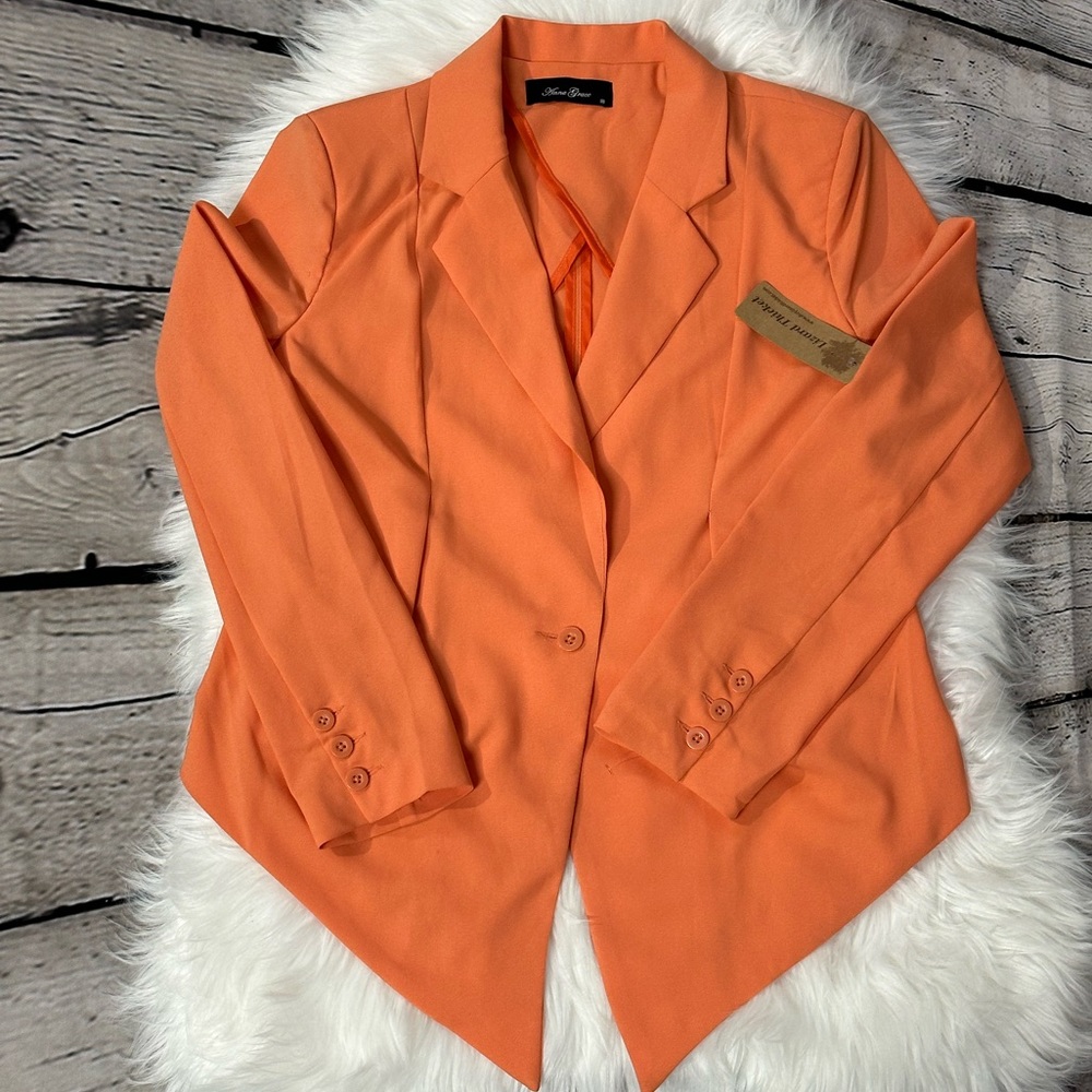 Anna Grace Orange One Button Blazer Size M - Picture 11 of 12